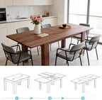 55" to 86" Expandable Dining Table with Slide-Out Leaf for 6 10 People, Modern Rectangular Dining Room Table, Wooden Extendable Kitchen Table for Office Living Room,Brown