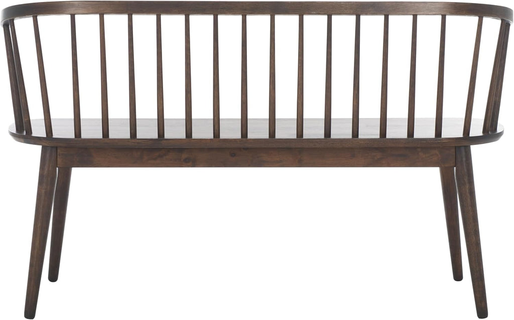 SAFAVIEH Furniture - Blanchard Spindle Bench - Dark Walnut - Solid Wood - Classic Windsor Design - Ideal for Entryway, Bedroom, Dining Room, 17.8" Seat Height (BCH8500G)