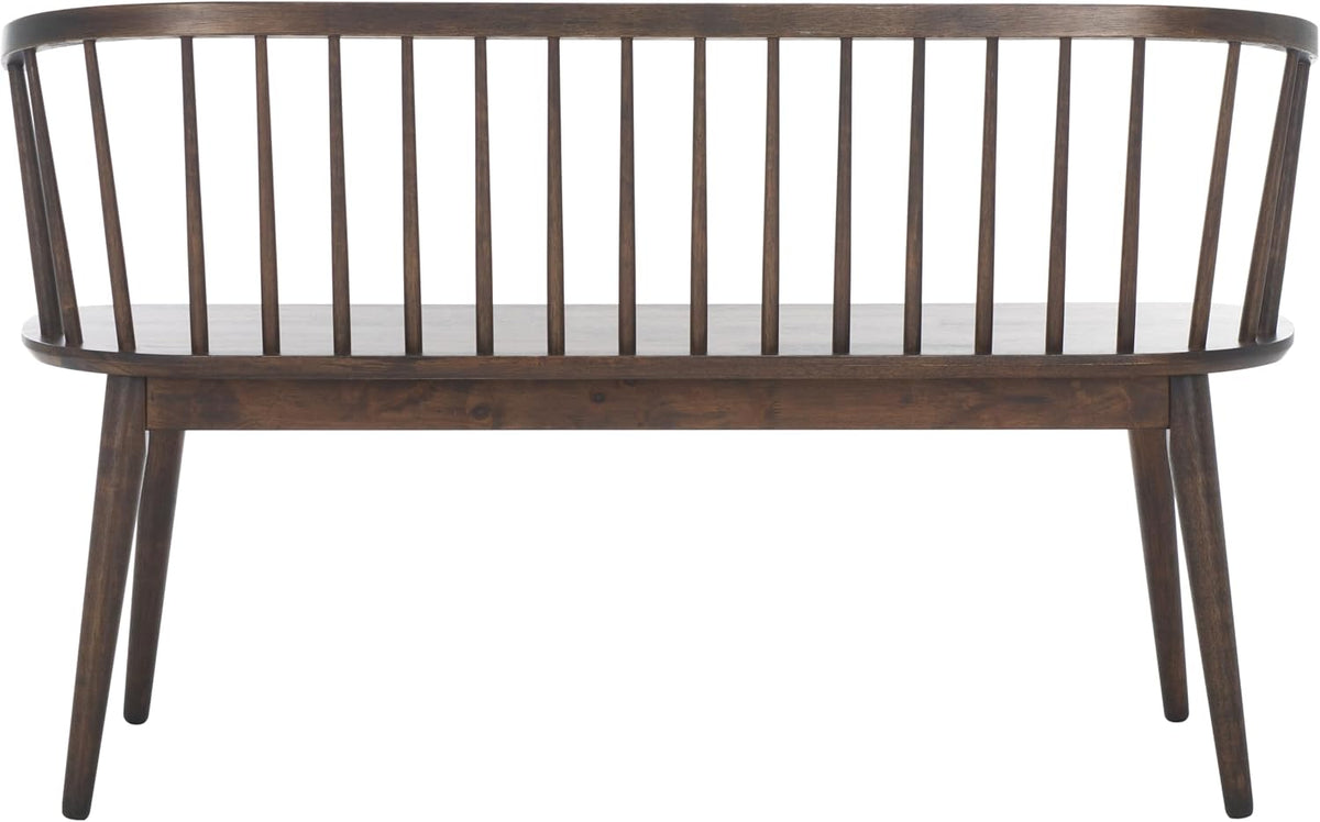 SAFAVIEH Furniture - Blanchard Spindle Bench - Dark Walnut - Solid Wood - Classic Windsor Design - Ideal for Entryway, Bedroom, Dining Room, 17.8" Seat Height (BCH8500G)