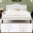 SHA CERLIN Full Size Bed Frame with Curved Wingback Headboard,Soft White