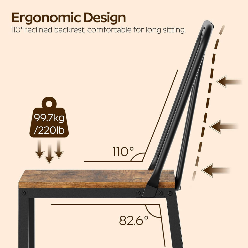 YATINEY Dining Chairs Set of 4, Farmhouse Kitchen Room Chairs, Rustic | Industrial Kitchen Chairs, Ergonomic Backrest, Wooden, MDF Board and Metal Legs, Easy Assembly, for Kitchen, Living Room