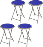 Lavish Home Portable Folding Stool with Backless Seat Set of 4, Blue, 18” | Compact Counter Bar Stools with 225lb Capacity, Collapsible Stools for Kitchen, Dorm, RV, Camping, Rec Room or Extra Seating
