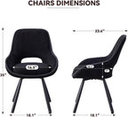 Swivel Dining Chair Set of 4, Modern Upholstered Fabric Kitchen Chairs with Thicken Cushion for Living Room Bedroom Restaurant (Black)