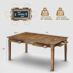 Coperat Solid Wood Board Game Table for 4-6 Players,Dining/Gaming Table w/ 54"x31" Big Gaming Space and Removable Top,Includes Game Mat, 6 Cup Holders & Hobby Tray, Light Walnut
