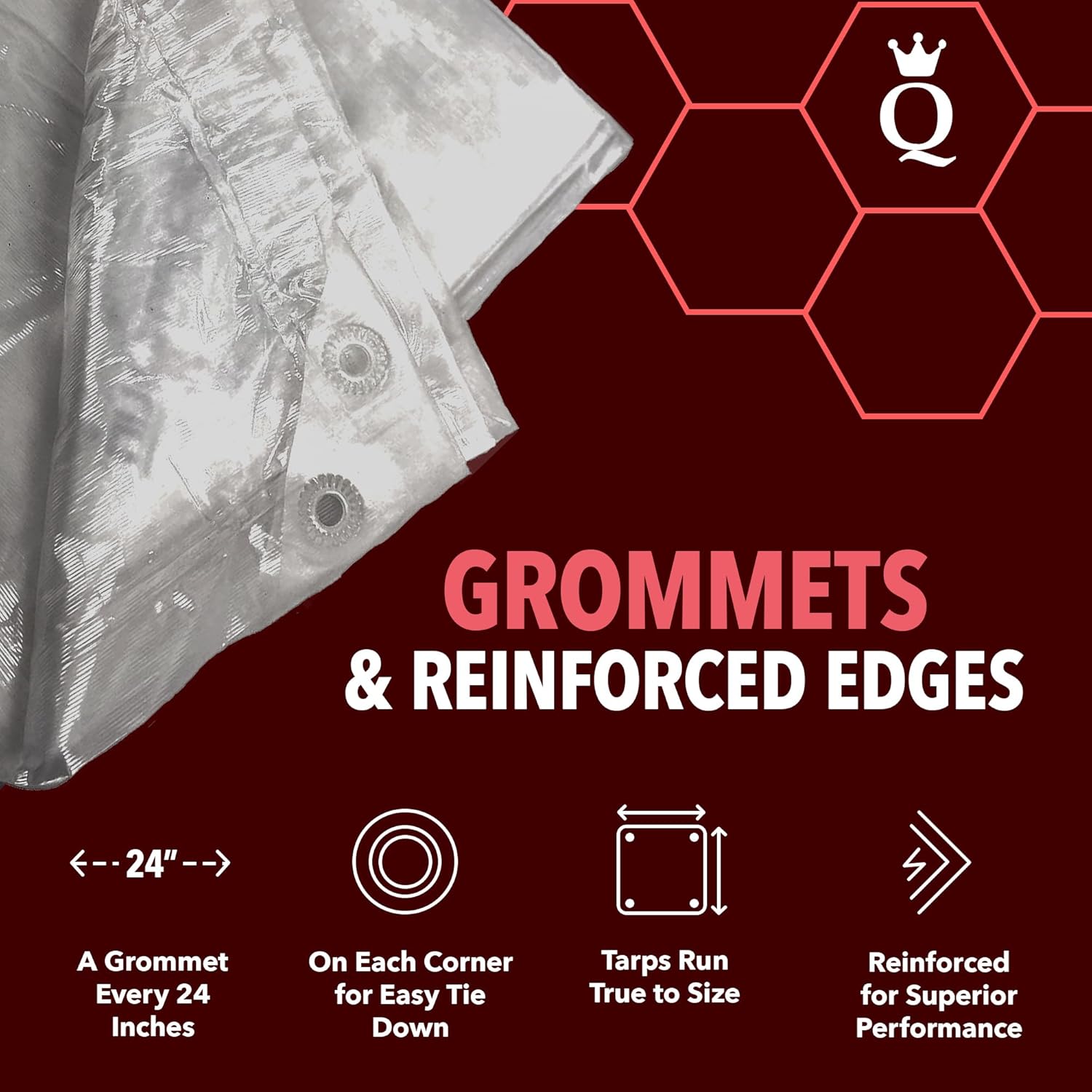QUEEN OF TARPS | 6x8 Light Duty Tarp Waterproof, 70 GSM is 7 MIL, UV/Tear Resistant Tarp, Camping, Outdoor Furniture, Car, Tents, Painting, Firewood Protection | 6x8, Light Duty