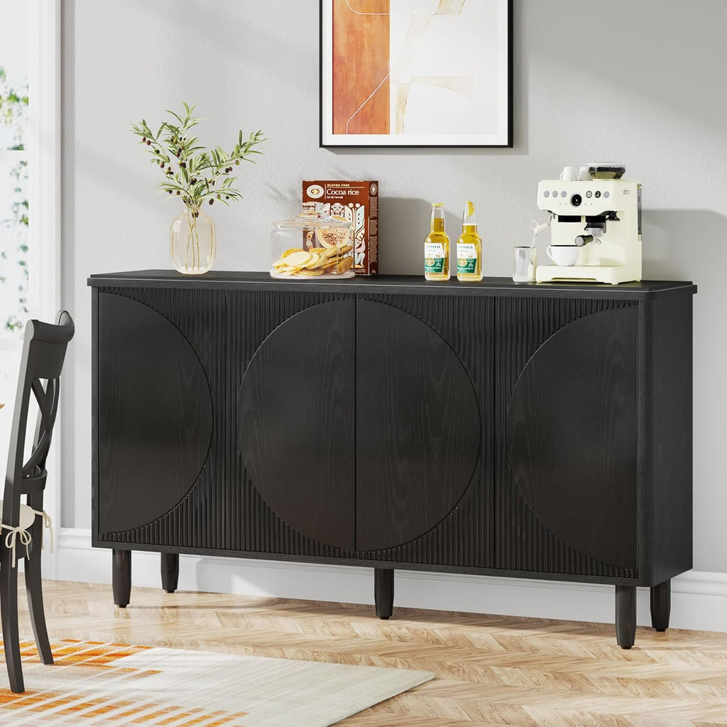 Tribesigns Buffet Cabinet Sideboard with Storage, Modern Storage Cabinet Sideboard Buffet Table with Doors for Living Room Kitchen Dining Room (Black)