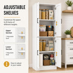 Kitchen Pantry Storage Cabinet, 68" Tall White Food Pantry Cabinet with Doors and Adjustable Shelves, Freestanding Farmhouse Storage Cabinet for Kitchen, Dining Room, Bathroom, Laundry Room (White)