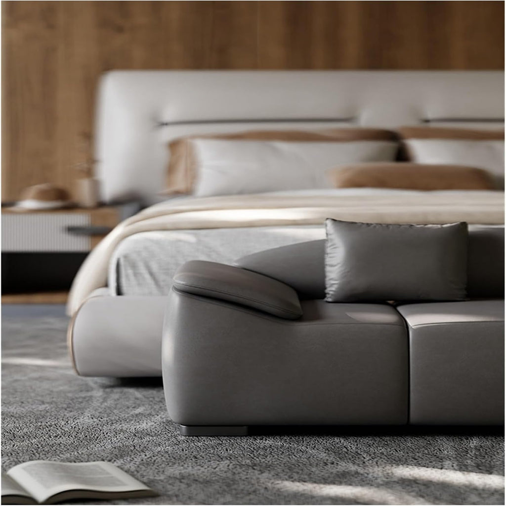 Modern Upholstered Bench for Living Room or End of Bed Use，Upholstered Long with Cushion Arms, Footstool for for Entryway, Bedroom, Front Door Entryway(Gris,180 * 50 * 54cm)