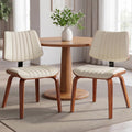 Dining Chairs Set of 2,Mid Century Modern Upholstered Kitchen Chairs with Ergonomic Curved Walnut Bentwood Back,Faux Leather Dining Chairs for Kitchen,Living Room,Study Room,Bed Room,Beige