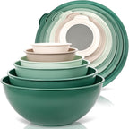 WHYSKO Mixing Bowl Set, 12 Piece Colorful Plastic Mixing Bowls with Lids Set for Food Prep Storage and Serving, Microwave and Dishwasher Safe for Kitchen Baking Cooking