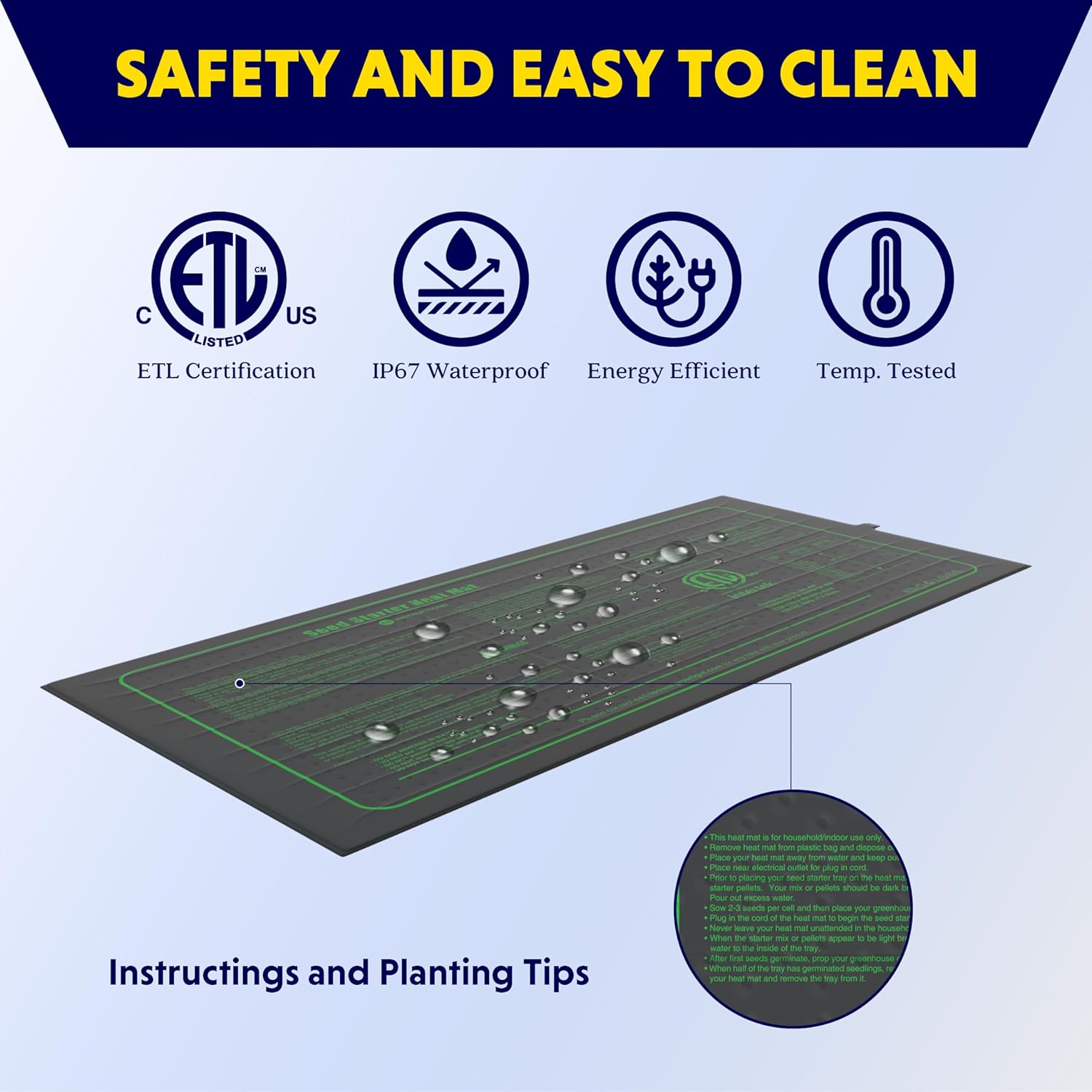 iPower Seedling Heat Mat Waterproof Durable Germination Station Warm Hydroponic Pad for Indoor Home Gardening Seed Starter