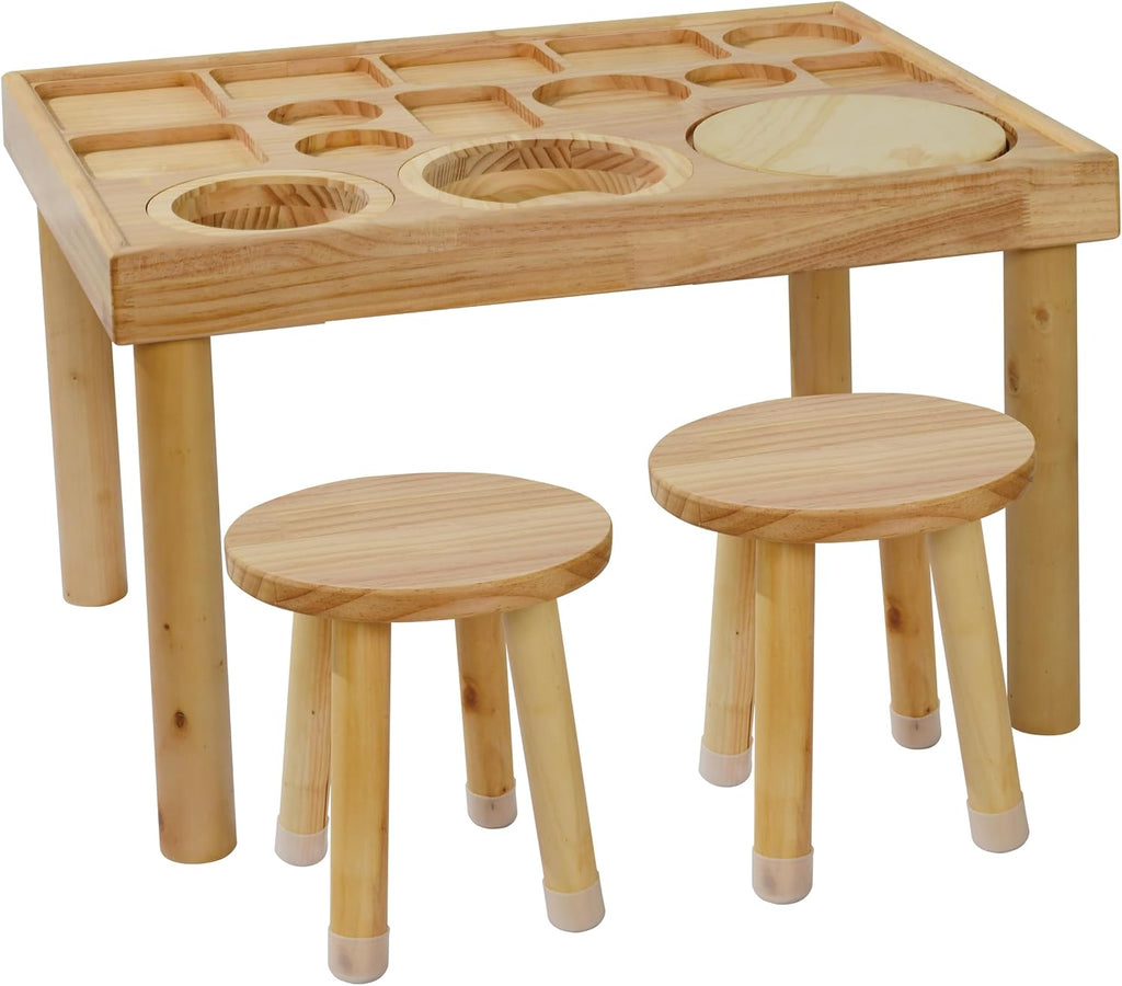 Wooden Sensory Table for Toddlers with 2 Chairs, Double-Sided Boards | Sand and water play, promotes sensory development, easy assembly, indoor outdoor use