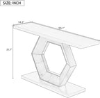Modern Entryway Table with Innovative Hollow Hexagon Leg Structure and Premium Fir Veneer Finish for Sophistication,Suitable for Hallway, Entryway, Living Room