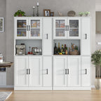 68" Kitchen Pantry Cabinet with Side Drawer, Kitchen Pantry Storage Cabinet | Tall White Pantry with Acrylic Door, Freestanding Food Hutch with Microwave Stand for Dining Room, Kitchen