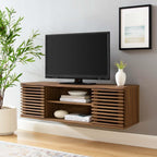 Modway Render 46" Mid-Century Modern Wall Mount Media Console TV Stand, 46 Inch, Walnut