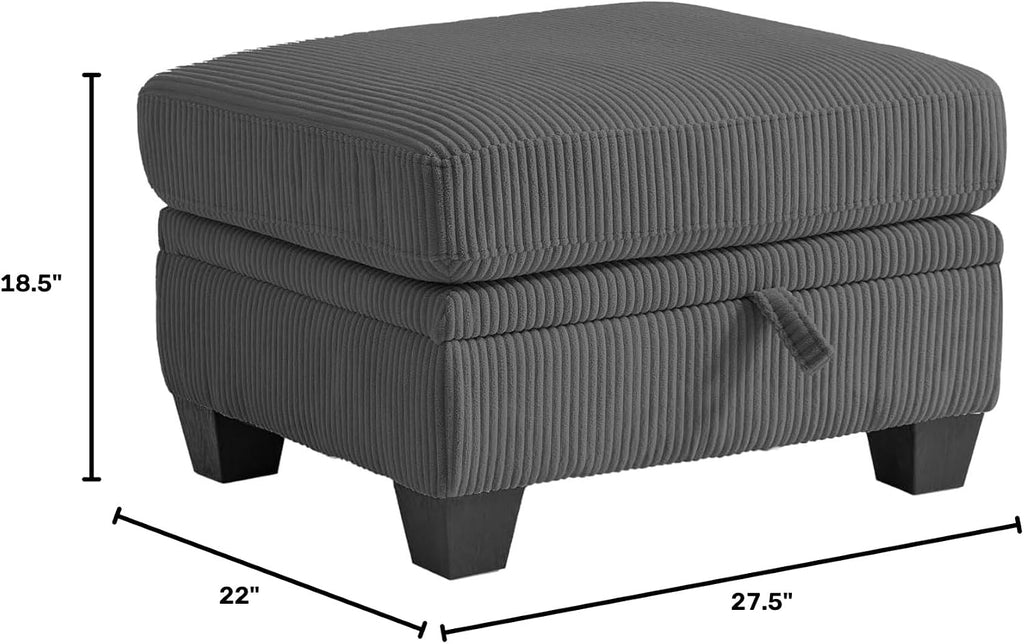 CHIC HOUSE Ottoman for Modular Couch, Corduroy Customizable Chaise, Storage Ottoman for Sectional Sofa