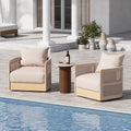 homary Patio Rattan 360° Swivel Chair Pieces of 2, Outdoor Wicker Furniture with Thickened Rainproof Cushion and Aluminum Frame for Garden, Balcony, Indoor, Khaki