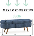 43.5" Ottoman with Storage, Storage Ottoman Bench with Safety Hinge, Foam End of Bed Bench Upholstered Entryway Bench for Bedroom, Living Room & Window, Dark Blue