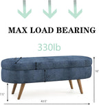 43.5" Ottoman with Storage, Storage Ottoman Bench with Safety Hinge, Foam End of Bed Bench Upholstered Entryway Bench for Bedroom, Living Room & Window, Dark Blue