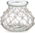 Hollyone Clear Glass Vase with Cotton Rope Cover Woven Round Glass Vase Decorative Flower Bottle Modern Vase for Table Centerpiece Farmhouse Wedding Home Decor