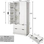 72" Modern Fluted Kitchen Pantry Cabinet, Freestanding Food Storage Cupboard with 2 Large Drawers & 8-Door Spice Rack,Storage Organizer for Kitchen, Bathroom, Dining Room,White
