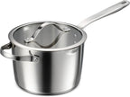Tramontina Tempo Tri-Ply Base Stainless Steel 4-Quart Sauce Pan with Glass Lid, Induction-Ready Saucepan, Oven-Safe, Dishwasher-Safe