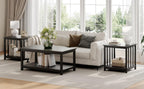 Treocho Large End Tables Living Room Set of 2 with Storage Shelf