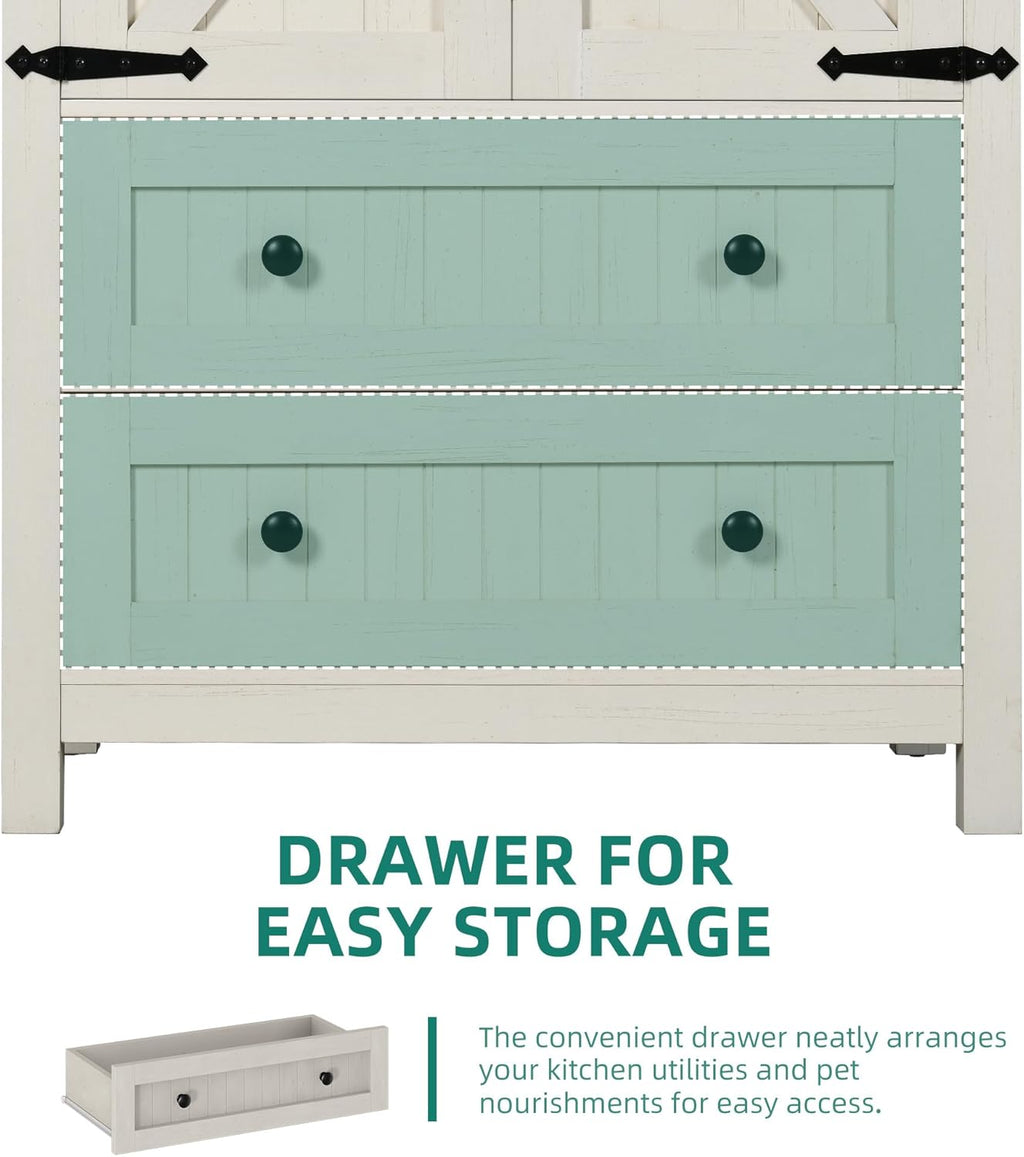 YITAHOME 64.5" Tall Kitchen Pantry Cabinet, Farmhouse Pantry Storage Cabinet with 2 Drawers & Adjustable Shelves, Ideal for Living Room, Kitchen or Hallway, White