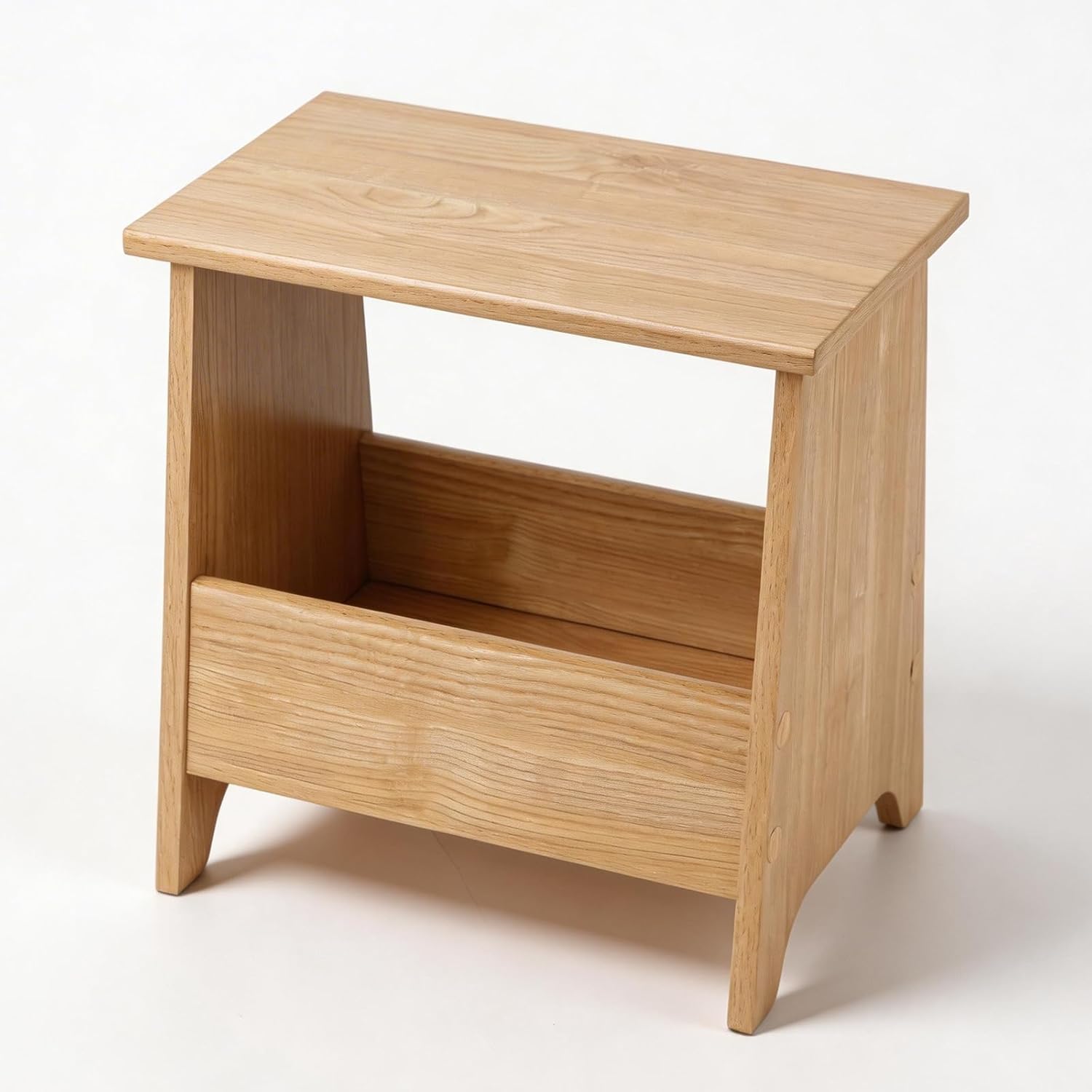 King Oasis Small Storage Stool with Flat Top, 15.7" Modern Footstool Ottoman for Living Room & Bedroom, Narrow Shoe Bench/Side Table for Entryway, Bathroom, Bedroom and Small Spaces, Light Oak Low