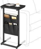 HOOBRO C Shaped End Table, 28.3" Side Table for Small Spaces, Couch Table with Storage Bag, Slide Under Sofa Side Table, for Living Room, Bedroom, Black BB40SF01