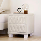 Elegant Velvet Nightstand with 2 Drawers and Crystal Handle, Storage Bedside Table with Button-Tufted,for Small Spaces