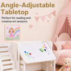 HONEY JOY Kids Table and Chair Set, Kids Art Table with Side Bookshelves | Toddler Activity Table with Erasable Whiteboard, Tiltable Desktop & Storage Baskets, for 3+ Years Old Boys & Girls