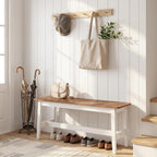 HOOBRO 39.3'' Bamboo Dining Bench, Farmhouse Kitchen Table Bench, Kitchen & Living Room Furniture, Easy to Assemble, Sturdy and Stable, Walnut and White WH03CD01G2
