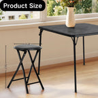 Homy Casa 18-Inch Backless Folding Stools with Soft Seat, Portable Waterproof Faux Leather Stools Foldable Chairs with Sturdy Frame for Indoor and Outdoor Use (Black, Set of 1)