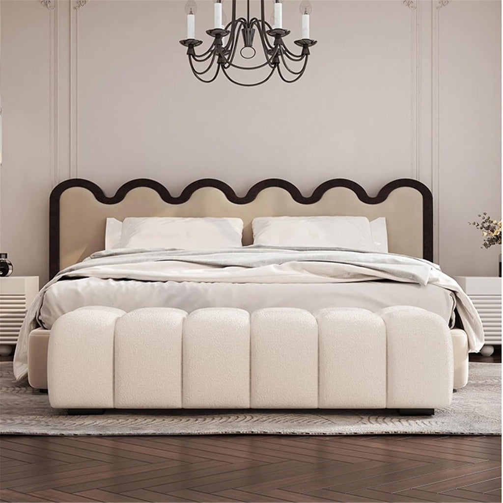 Modern Fabric Bed end Bench Long Bedroom Dressing Room Wooden Shoe Changing Entryway(Large)