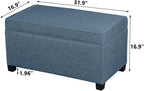 Adeco 31 Inches Storage Ottoman Bench, Non-Folding End of Bed Foot Rest Stools Ottoman with Thicker Foam Padded Seat, Upholstered Storage Chest for Living Room, Entryway, Bedroom