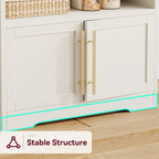 IDEALHOUSE Bakers Rack with Storage Cabinet, Microwave Stand with Power Outlets, Farmhouse Bakers Rack with Thick Table Top, Small Kitchen Bakers Rack for Kitchen,Dining Room,White & Peer Wood
