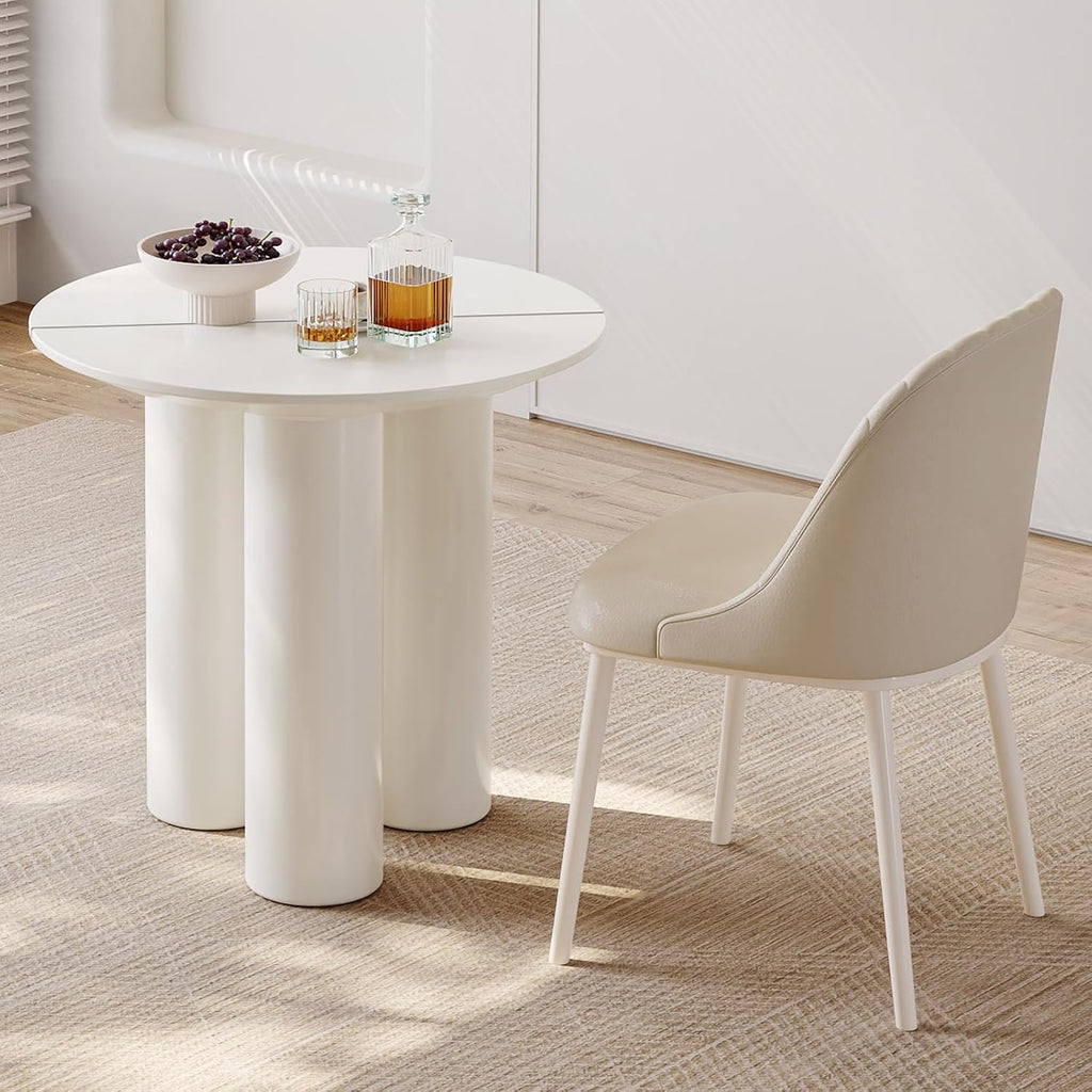 Small Round Dining Table, 30" Circle Kitchen Table with 3 Legs, Modern White Accent Table for Kitchen, Dining Room, Home Office and Living Room