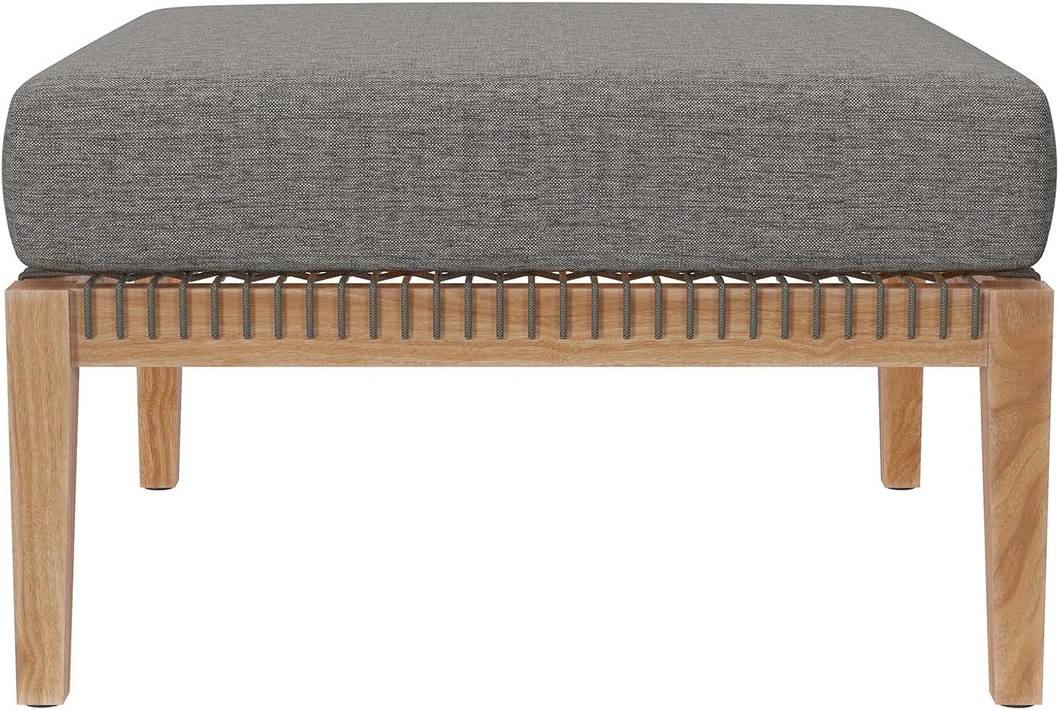 Modway Clearwater Outdoor Patio Teak Wood Ottoman in Gray Graphite