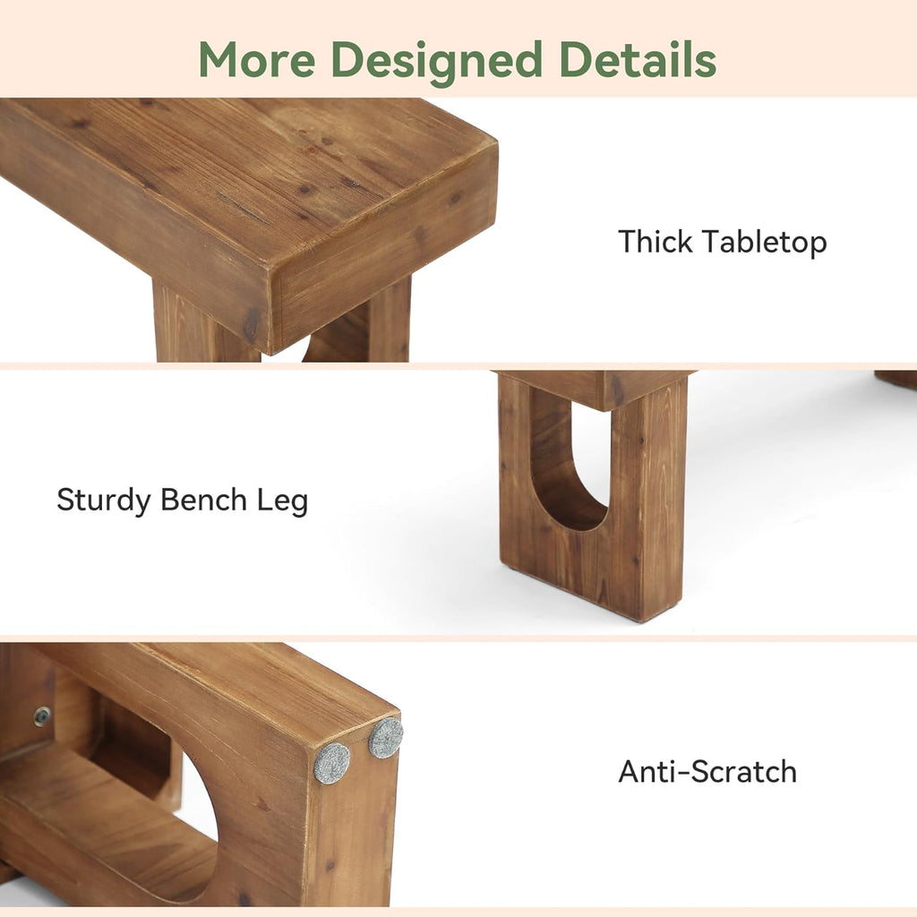 Solid Wood Shoe Bench, 47" Long Farmhouse Entryway Bench with Sturdy Legs, Narrow Rustic End of Bed Bench for Hallway, Living Room, Bedroom, Easy Assembly