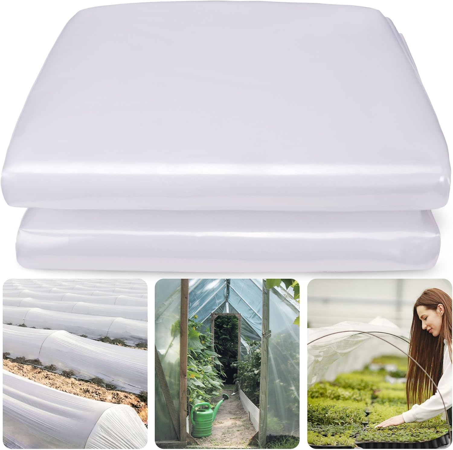 6 Mil Clear Greenhouse Plastic Sheeting,Transparent Plastic Film for Greenhouse, Resistant Polyethylene Film for Farm,Garden (6.5ftx19.7ft)