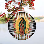 Virgin Mary Prayer Wind Spinner, Metal Wind Spinners Outdoor Indoor, Virgin Mary Rose Hanging Garden Decor for Outside, Stainless Wind Spinners for Yard and Garden 10 inch 3D (25.76X25 CM)