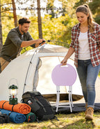 18 Inch Folding Stool with Handle | Folding Chair, 600 lbs Capacity, Portable Foldable Bar Stool, Non-Slip Feet, Collapsible Stool, Indoor Outdoor Use