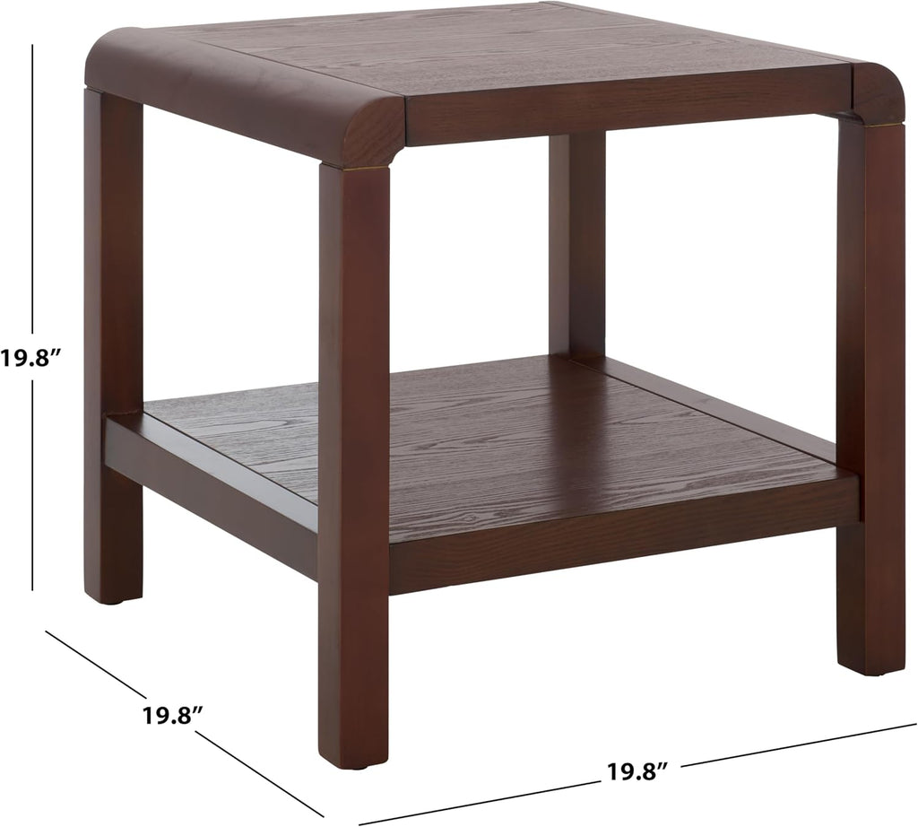 SAFAVIEH Home Collection Omara Walnut Brown 1-Shelf Square Accent Side Table