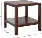 SAFAVIEH Home Collection Omara Walnut Brown 1-Shelf Square Accent Side Table