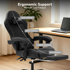Gaming Chair, Computer Office Chair with Footrest, Adjustable Height & Backrest Gaming Chairs with Swivel for Adults, High Back PU Leather Ergonomic Chair with Lumbar Support, Black