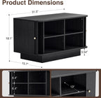 AKMAKM Fluted Shoe Storage Bench, 31" W Small Entryway Bench with Sliding Door, Mud Room Benches with Seat, Upholstered Wooden Rack Organization for Living Room, Apartment, Dorm, Black