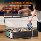 Lifewit DVD Storage Bags, Clear PVC Media Organizer with Handles, 2 Pack | Clear PVC with zipper and handles. Holds 180 DVDs (90 per bag). For Blu-ray, VHS, games, books, albums. Space-saving.