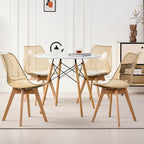 Dining Chairs Set of 4, Acrylic Mid Century Chairs, Light Brown | Clear Acrylic Backrest With Soft Padded Seat, Sturdy Wooden Legs. Ideal For Kitchen And Living Room