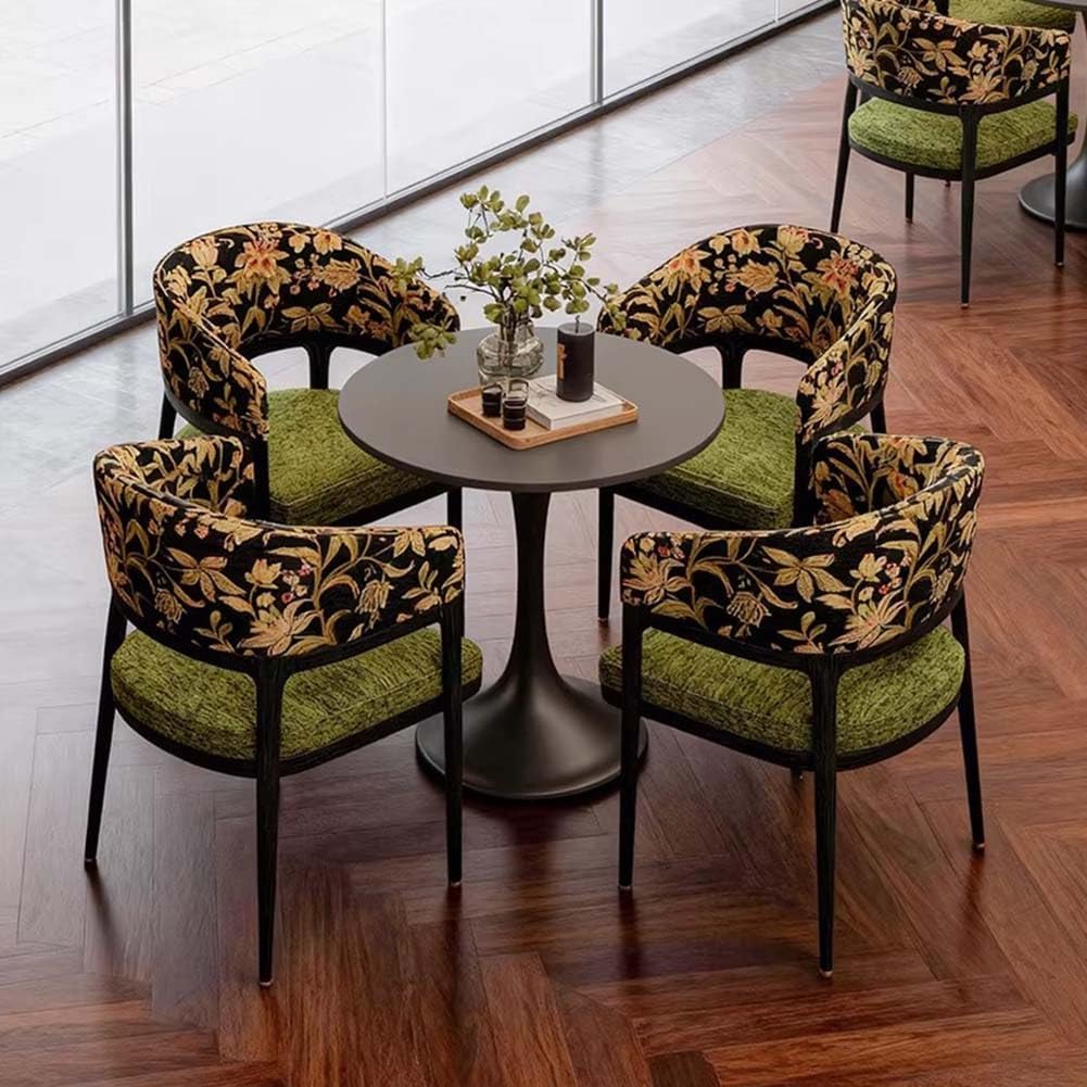 Etlegor Wooden Dining Chairs, Upholstered Armless Kitchen with Curved Back for Restaurant, Cafe, Living Room(Green,4PCS)